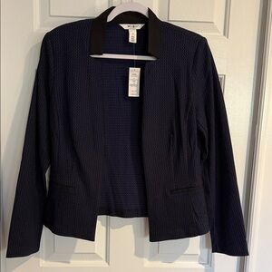 White House Black Market Navy Pattern Blazer with Black Trim